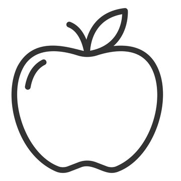 Simple black and white apple outline icon with stem and leaf
