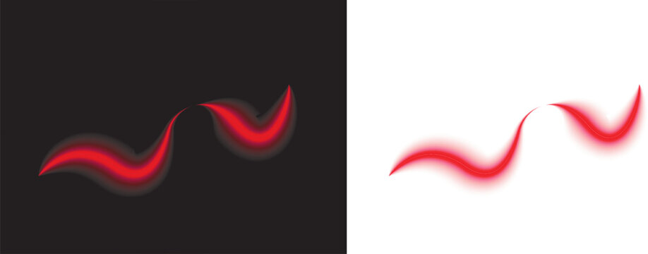 Abstract red glowing curved light streak with a smooth flowing wave shape and soft neon illumination. Suitable for motion graphics, modern backgrounds, energy concepts, digital design, banners