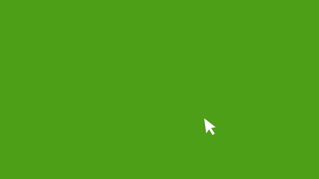 White computer mouse cursor moving across vibrant green video footage