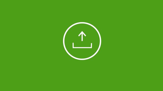 Upload button icon pulsating in simple digital animation video footage