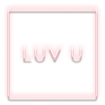 Glowing luv u red neon typography design element