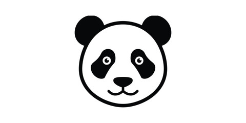 Naklejka premium Simple black and white line art illustration of a cute panda face