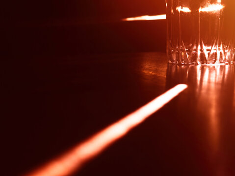Ray of light coming though the glass abstract background
