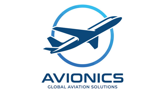 Aviation logo design with airplane silhouette and circular frame for travel and logistics.