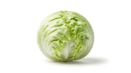 Obraz premium Iceberg lettuce crisp fresh green vegetable for salads isolated on white.