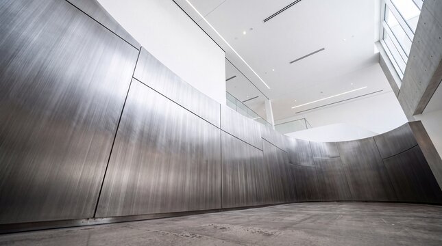 Modern Architecture Interior with Curved Steel Wall