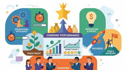 Fototapeta premium Corporate performance and business growth infographic illustration.