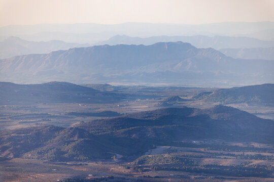 Views of the mountains in the north-west of the Region of Murcia from Sierra Espu&ntilde;a, Murcia, Spain