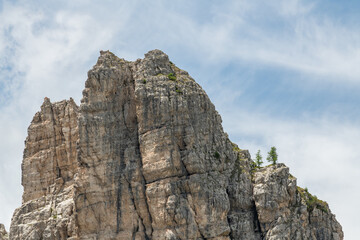 Fototapeta premium Arabba, Italy. Dramatic limestone rock formation in the high alpine landscape of the Dolomites
