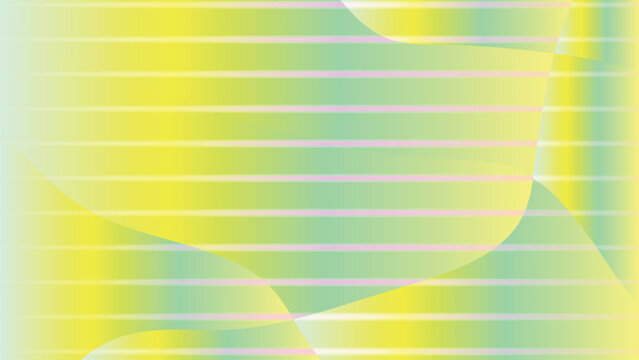 Abstract gradient background with yellow and green fluid shapes, modern geometric vector with horizontal stripes, vibrant wavy pattern for digital marketing and web design backdrops