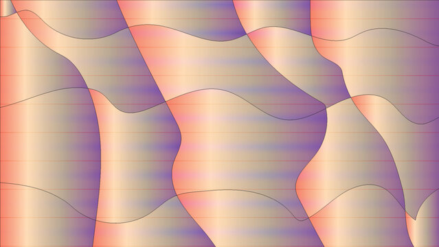 Abstract wavy background with purple and copper gradients, fluid geometric pattern with metallic texture, modern artistic backdrop for digital marketing and web design, elegant vector art