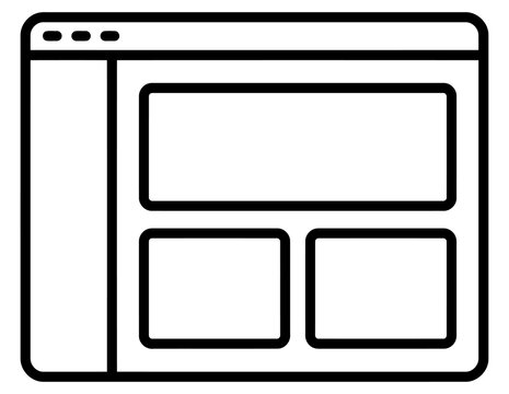 Web dashboard layout icon with sidebar and content blocks