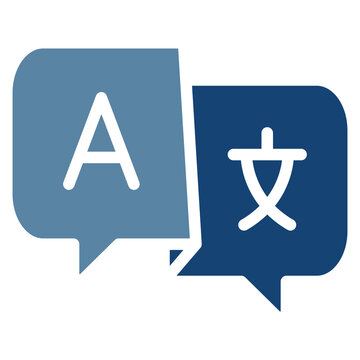 Language communication speech bubble icon with a and chinese character