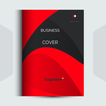 Business proposal cover design template with red and black abstract shapes
