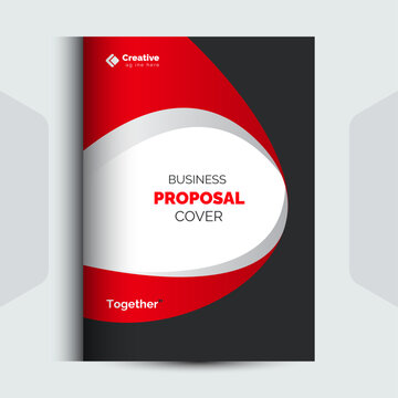 Creative business proposal cover document template with red curve elements