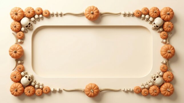 A charming halloween frame crafted with miniature pumpkins and delicate white accents for festive fall decor