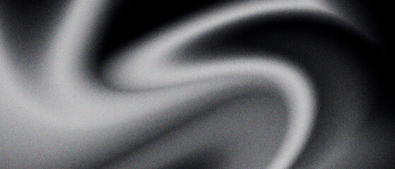 Abstract black and white grainy gradient background with soft blurred waves. Dark monochrome silk texture with smoky curves. Minimalist charcoal grey aesthetic for modern web design projects. © VEXLO