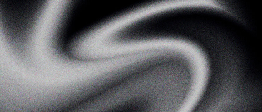 Abstract black and white grainy gradient background with soft blurred waves. Dark monochrome silk texture with smoky curves. Minimalist charcoal grey aesthetic for modern web design projects.