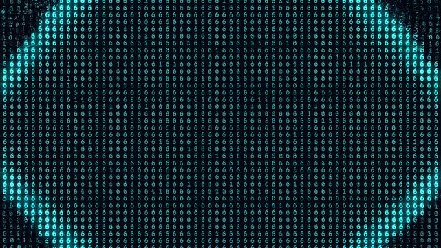 Glowing Number Six Grid Forming Abstract Diamond in Dark Digital Field