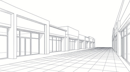 Architectural Sketch of Commercial Buildings Facade. © Aloy