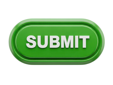 Glossy green submit button isolated on a transparent background cutout