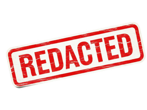 Red grunge redacted stamp isolated on transparent background