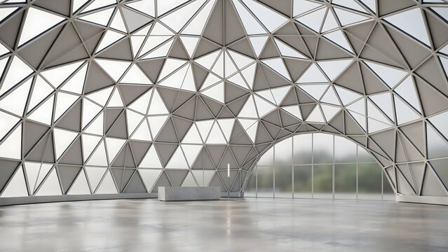 Minimalist geodesic dome structure with soft daylight &ndash; Perfect for eco-friendly architectural concepts, innovation hubs, or commercial spaces.