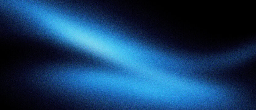 Abstract blue light trail on black background, ethereal glowing neon wave with soft grain texture. Cinematic blue motion blur background. Futuristic light effect for digital wallpaper design.