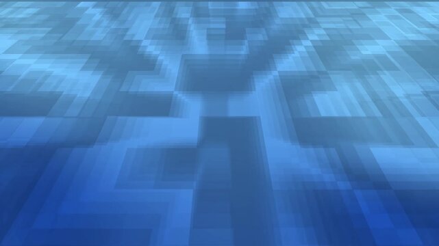 Blue digital grid animated background featuring a pixelated geometric wave surface in continuous motion. 4K animation loop.
