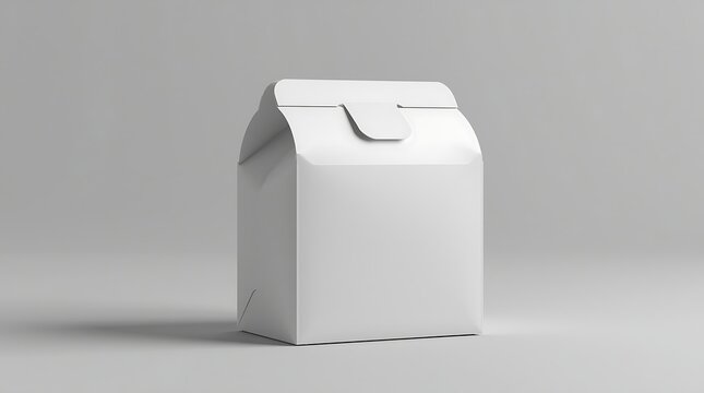White cardboard takeout box mockup minimalist design.