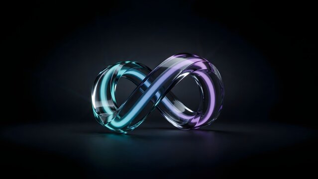 Translucent M&ouml;bius strip with cyan internal light &ndash; Perfect for continuous integration concepts, modern tech branding, or abstract art.