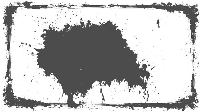 Grunge Black Paint Splash Background, Distressed Ink Splatter with Rough Texture.