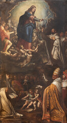 Naklejka premium Bergamo - The painting of Apparition of Virgin Mary to Simon Stock in the church Chiesa di Santa Agata by Chiara Salmeggia from 17. cent.