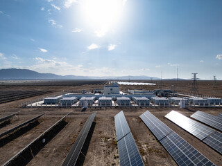 solar power storage station in desert landscape © zhu difeng