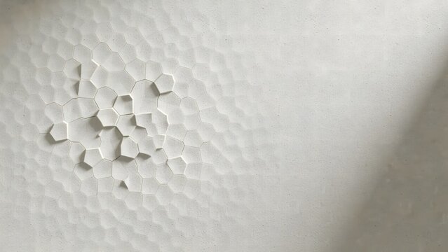 Voronoi cellular pattern on pale concrete surface &ndash; Ideal for modern material design, architectural textures, or bio-inspired technology graphics.