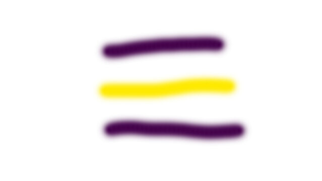 Blurred abstract hamburger menu icon with purple and yellow horizontal lines on white background for soft focus design element