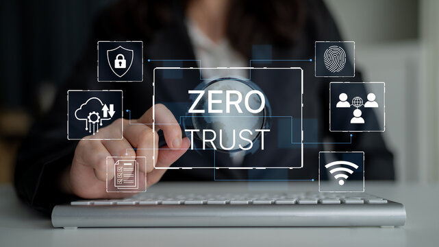 Conceptual image showcasing the Zero Trust security model with icons representing privacy, data protection, and digital identity management for cybersecurity awareness. Bitwise.