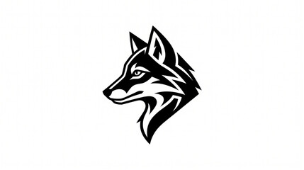 Obraz premium Arctic fox head illustration a black and white vector graphic on a white background