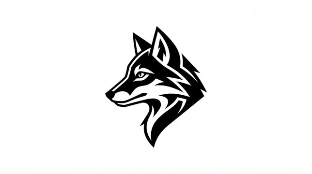 Arctic fox head illustration a black and white vector graphic on a white background