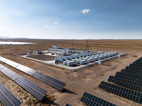photovoltaic solar panels and energy storage facilities in the desert