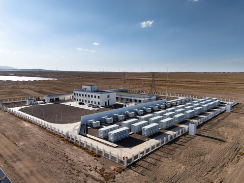 battery energy storage station in desert landscape