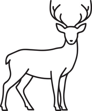 Minimalist Deer Stencil, Line Art Stag Icon, Rudolph Template, Blank Animal Outline, Hunting Symbol, Christmas Pattern, Print Design