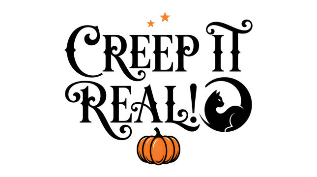 Creepy halloween text with jack o lantern and bat