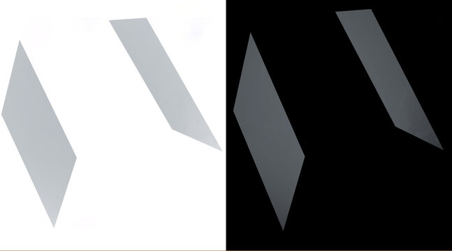 Minimalist geometric parallelogram shapes, abstract grey quadrilateral design elements, modern vector graphics on black and white backgrounds