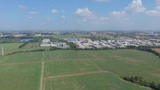 Aerial View of Industrial Area Settimo Milanese, Milan, Italy