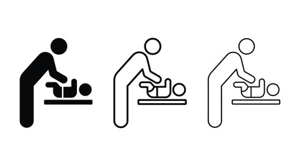 Baby changing station symbol set icon parent changing diaper changing table icon vector illustration © Creative SA