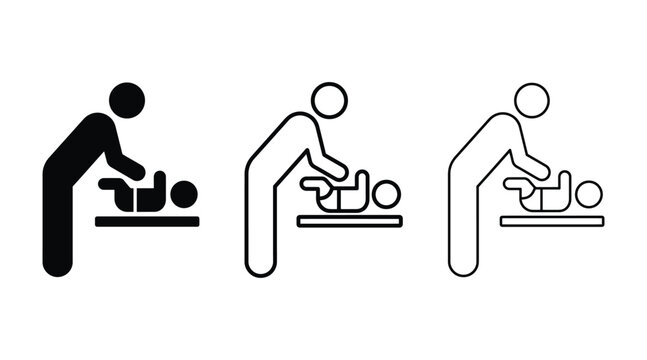 Baby changing station symbol set icon parent changing diaper changing table icon vector illustration