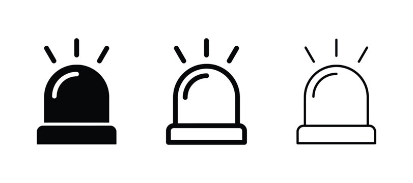 Alarm siren vector icon set, warning light symbols emergency flashers collection