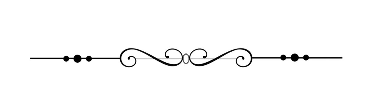 Scroll flourish text divider line illustration for book layout and invitation