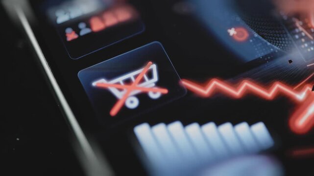 Disabled shopping cart follows a plunging red graph